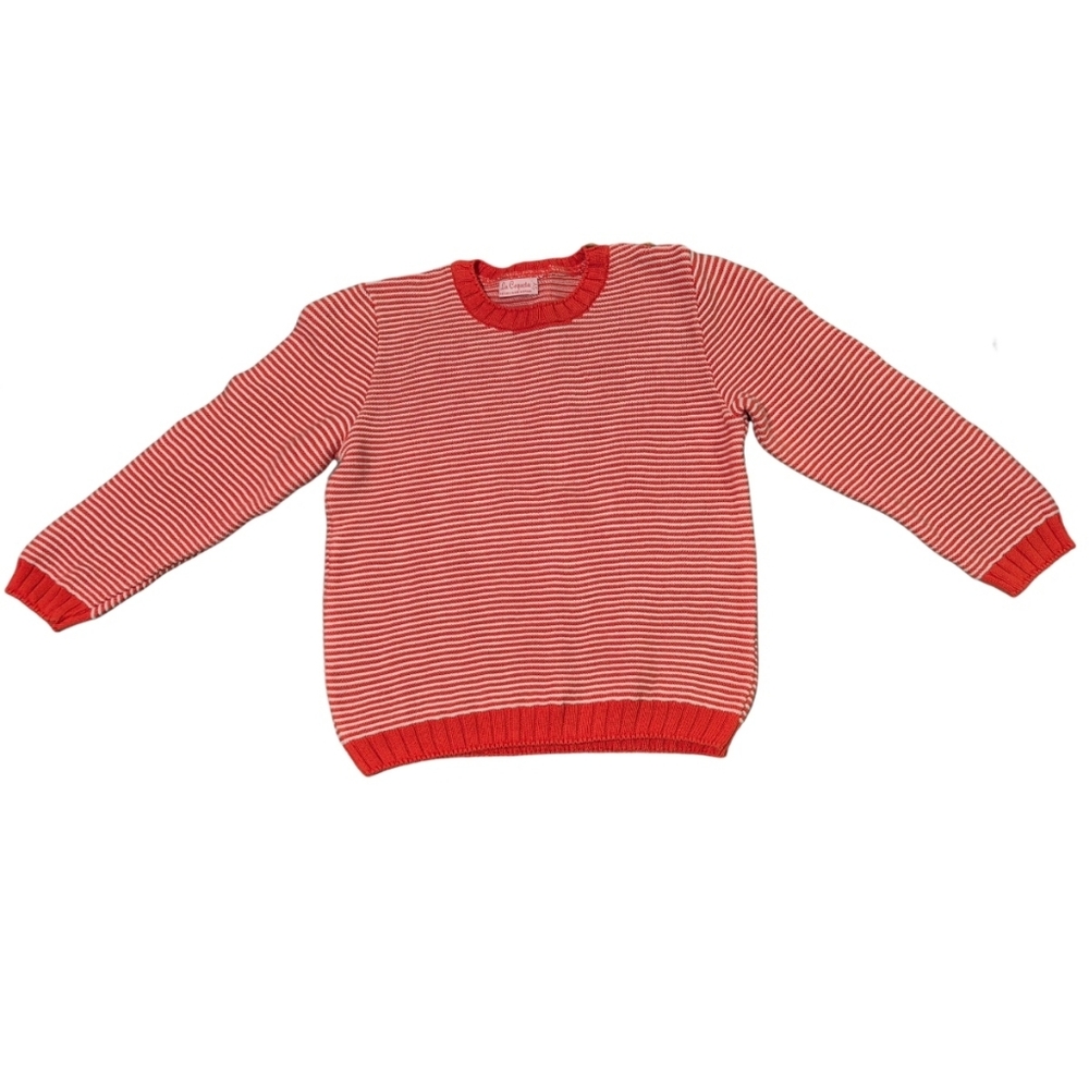 La Coqueta Orange & White Striped Sweater (Size 5)